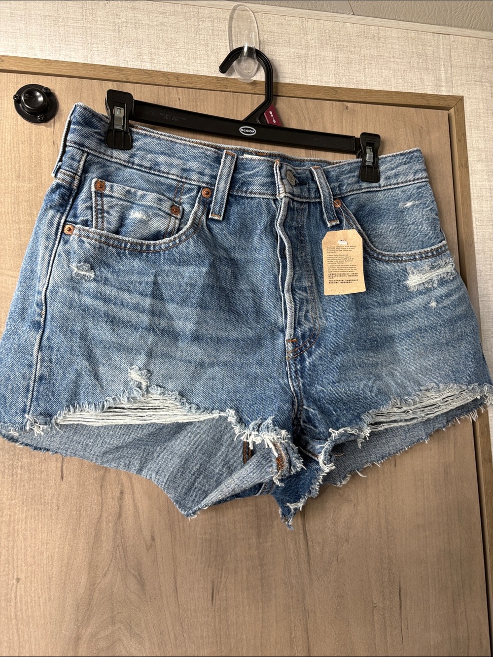 Levi's Light Blue Distressed Denim Cutoff Shorts